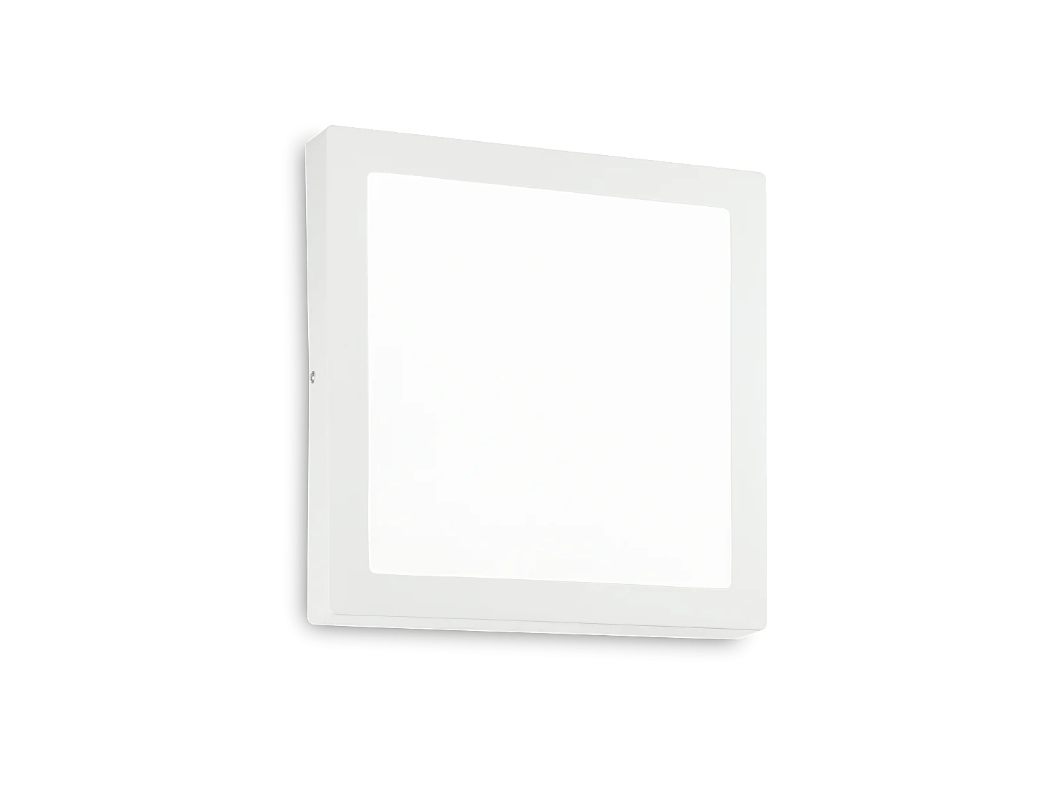Plafoniera o applique quadrata in metallo bianco con luce led