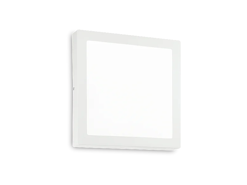 Plafoniera o applique quadrata in metallo bianco con luce led