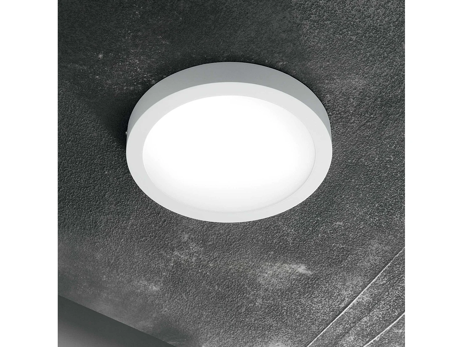 Ronde plafond- of wandlamp in wit metaal met LED-licht