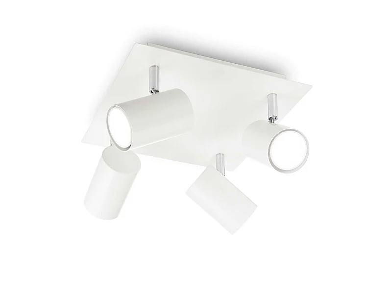 Spot carré en métal blanc à 4 lumières orientables