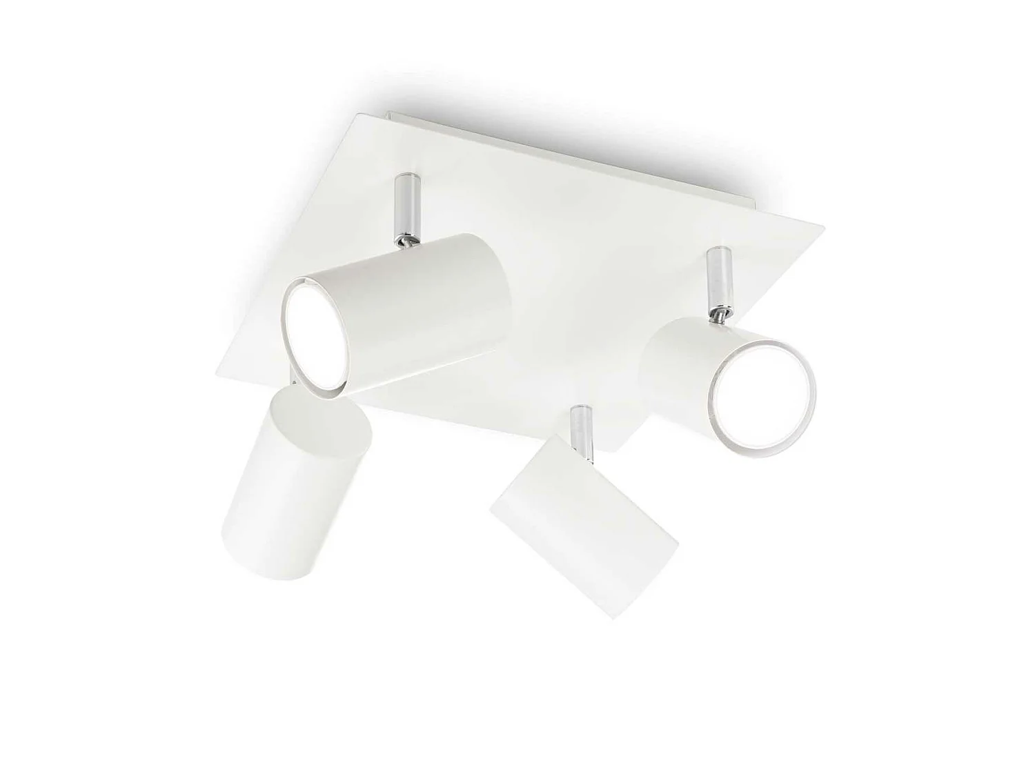 Vierkante wit metalen spot met 4 verstelbare lampen