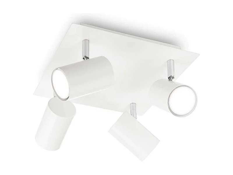 Spot carré en métal blanc à 4 lumières orientables