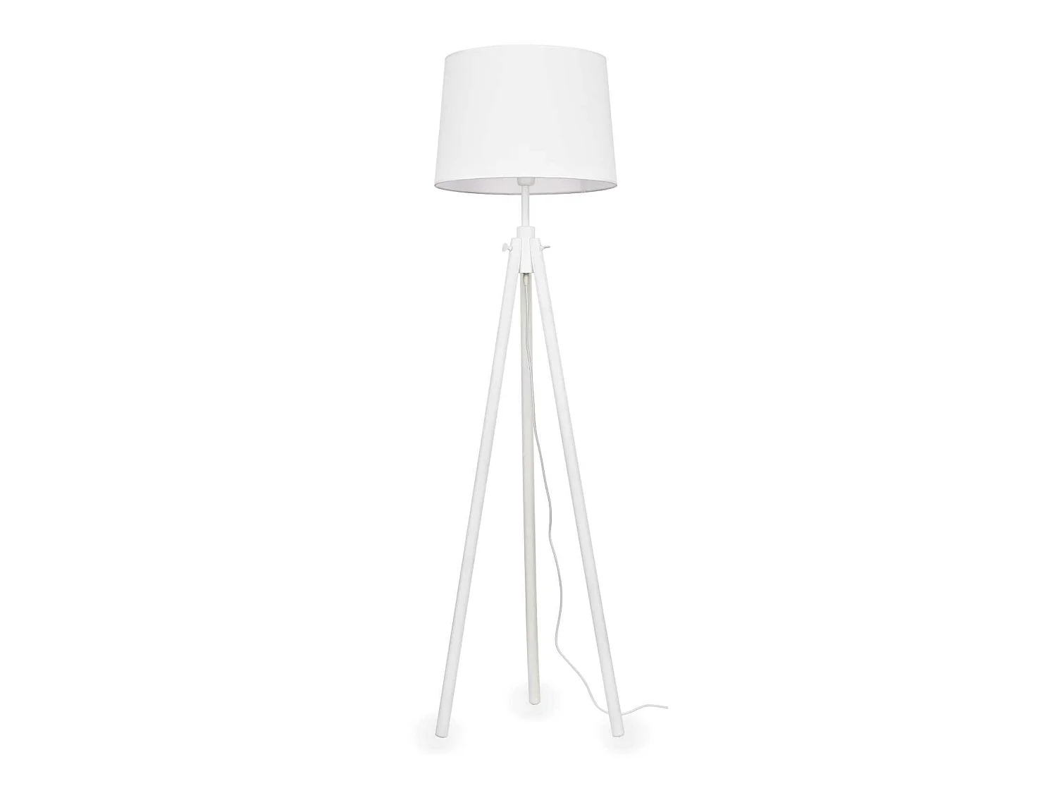 Lampadaire trépied en bois et abat-jour en tissu