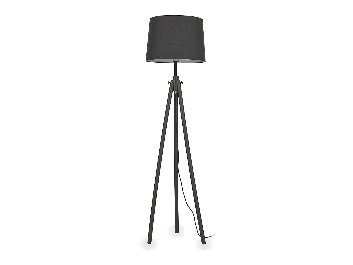 Lampadaire trépied en bois et abat-jour en tissu
