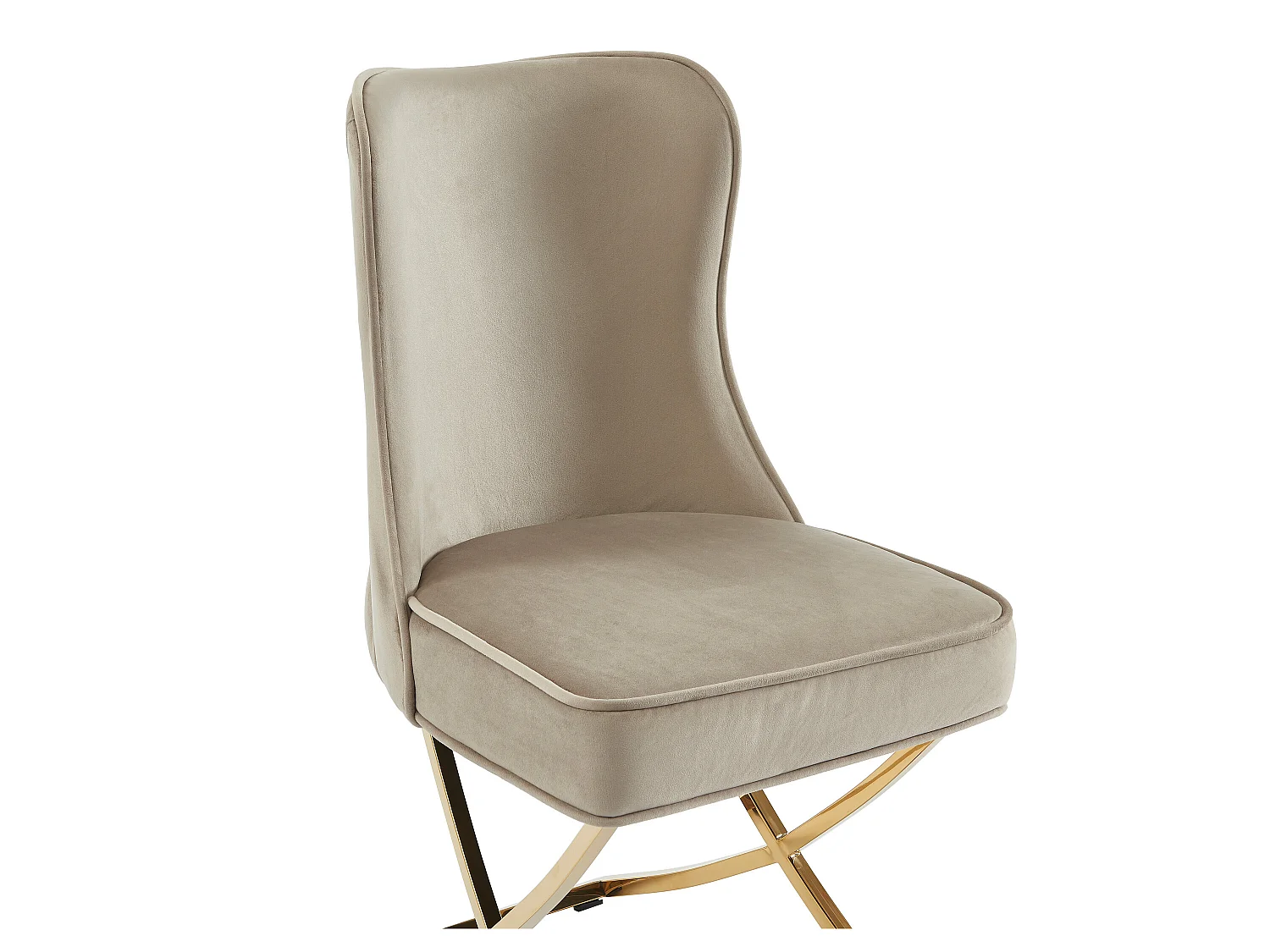 Lot de 6 chaises en velours et acier inoxydable doré - Beige - MARELANO de Pascal MORABITO