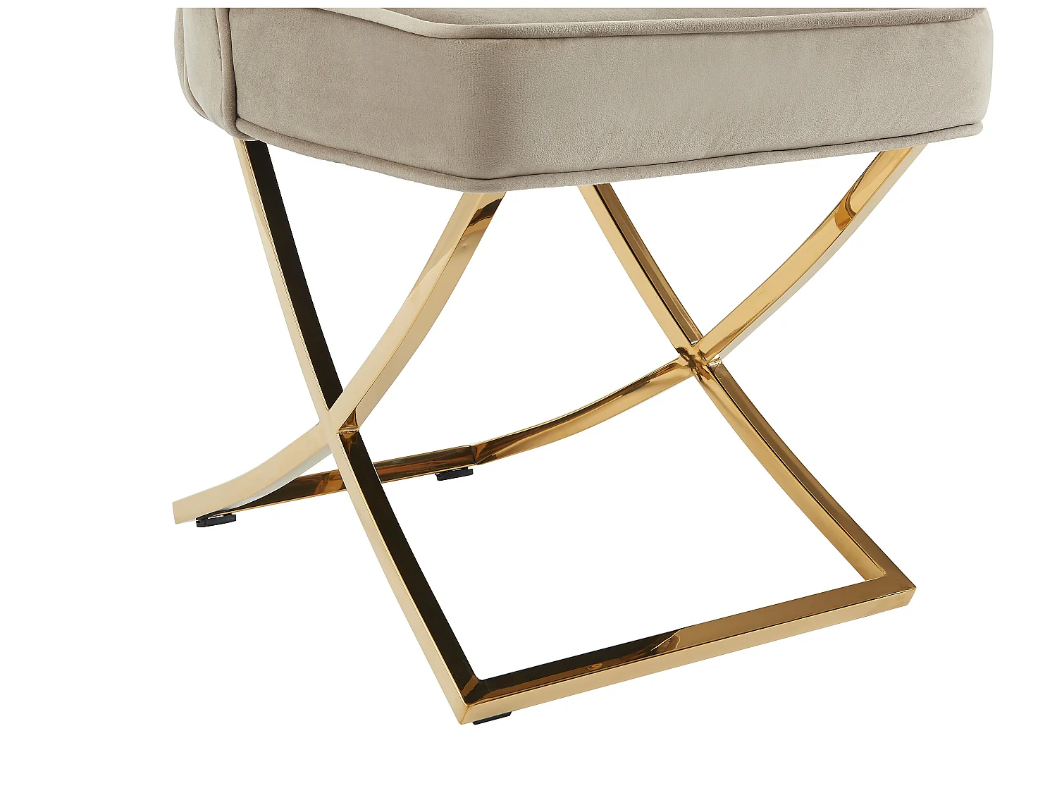 Lot de 6 chaises en velours et acier inoxydable doré - Beige - MARELANO de Pascal MORABITO