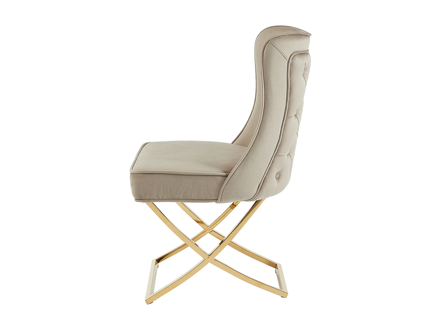 Lot de 6 chaises en velours et acier inoxydable doré - Beige - MARELANO de Pascal MORABITO