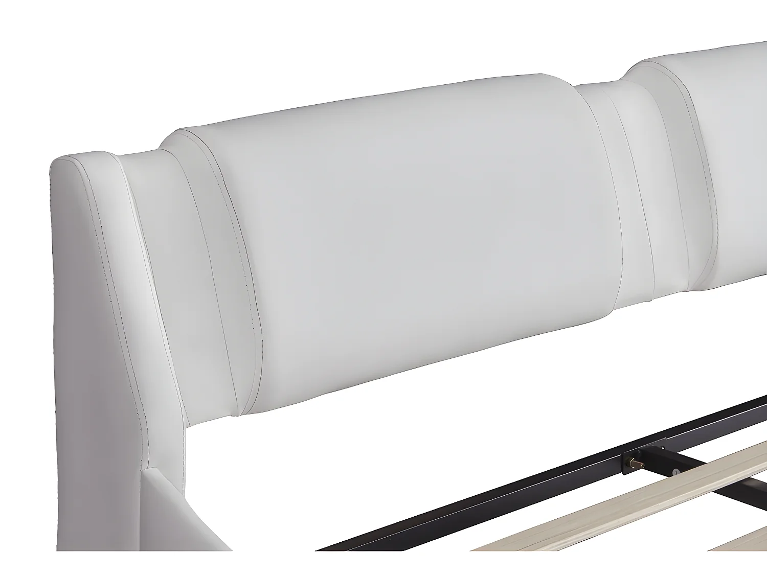 Letto imbottito 140 x 200 cm, letto per adulti imbottito in PU con LED, design ad arco, rete a doghe inclusa, bianco