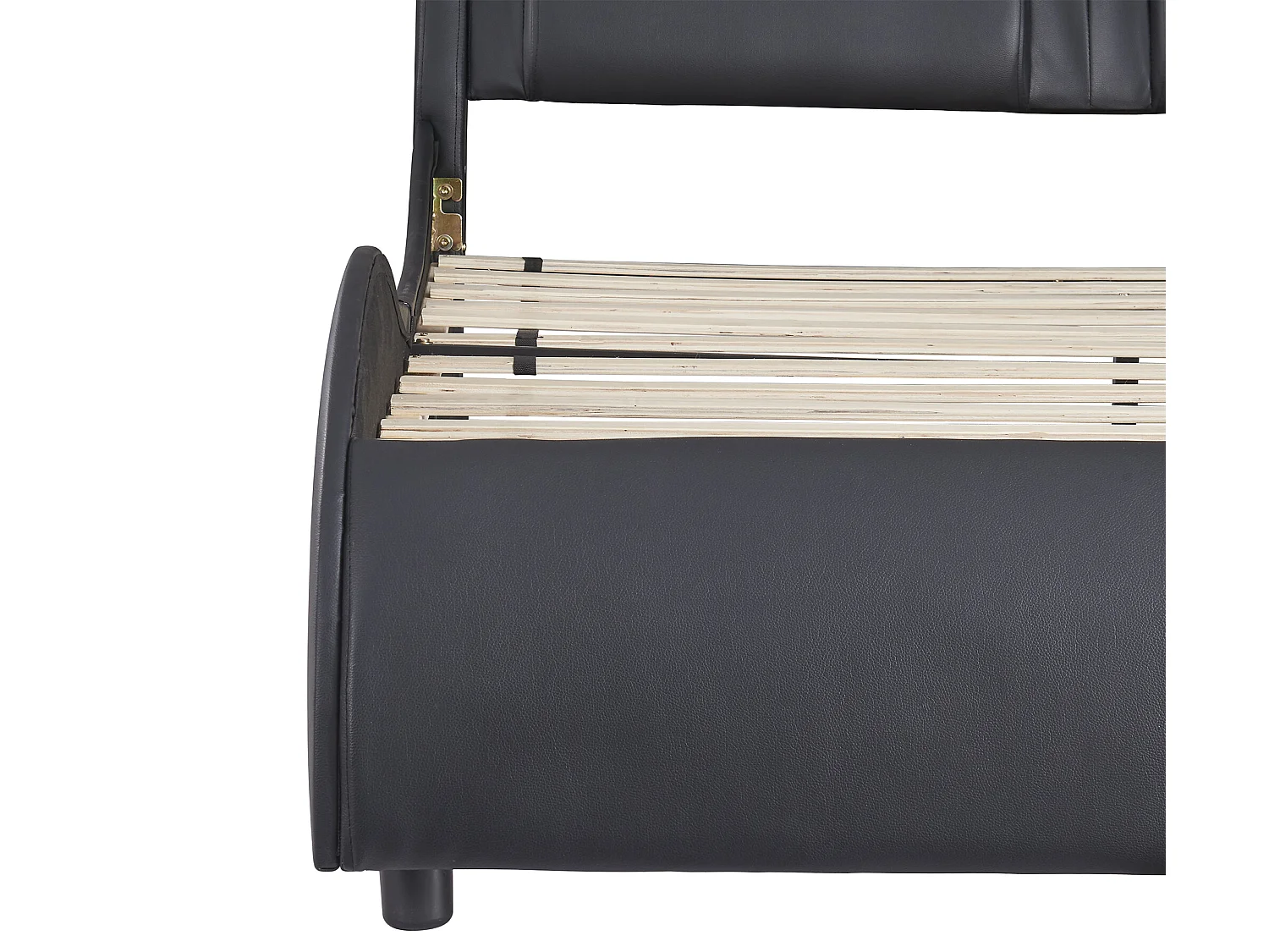 Polsterbett 140 x 200 cm, PU-gepolstertes Erwachsenenbett mit LED, Bogendesign, inklusive Lattenrost, schwarz