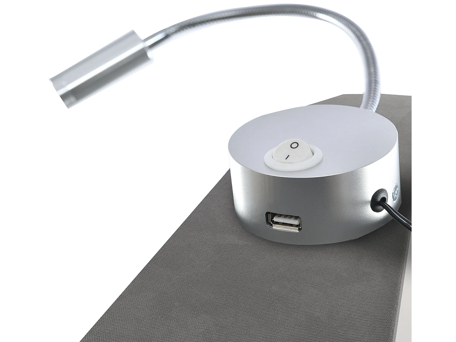 Lit coffre avec tête de lit- 160 x 200 cm - lampe de lecture et prise USB - tissu en lin - coloris gris