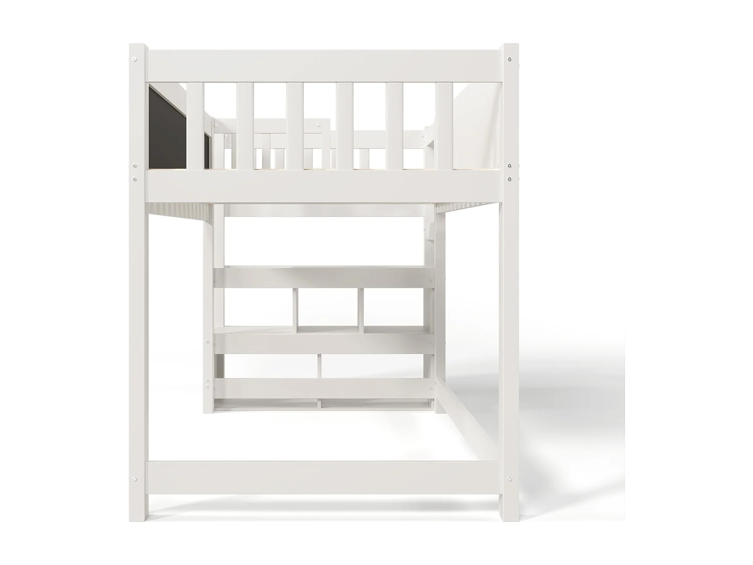 Hochbett für Kinder 90 x 200 cm mit Ablagen – Lattenrost – Farbe Weiß