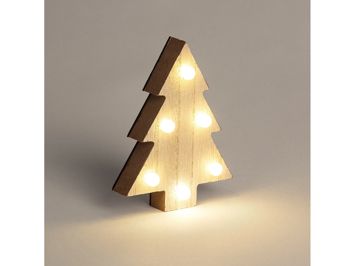 Arbre de Noël Bois LED à Piles Naturel