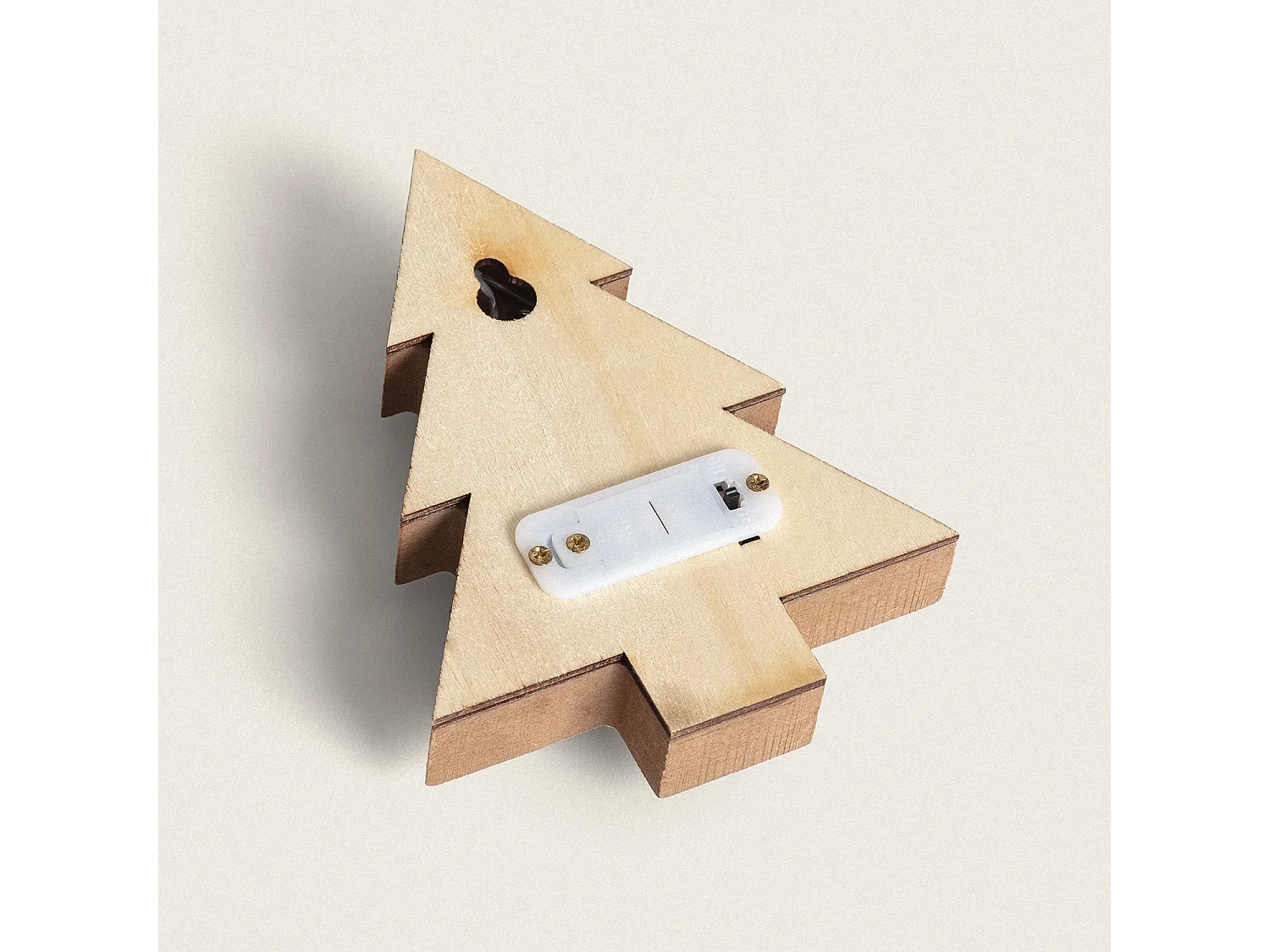 Arbre de Noël Bois LED à Piles Naturel