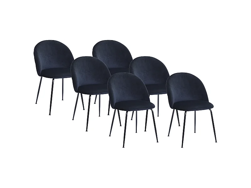 Sedia in Velluto e Acciaio inossidabile Nero - Lotto di 6 - MELBOURNE