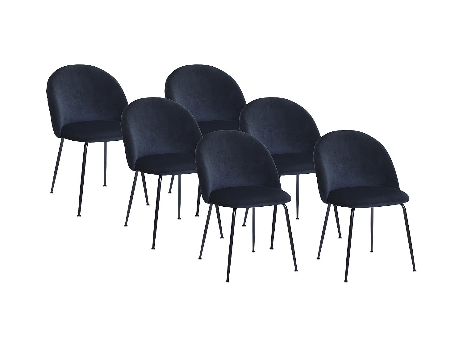 Lot de 6 chaises en velours et acier inoxydable - Noir - MELBOURNE
