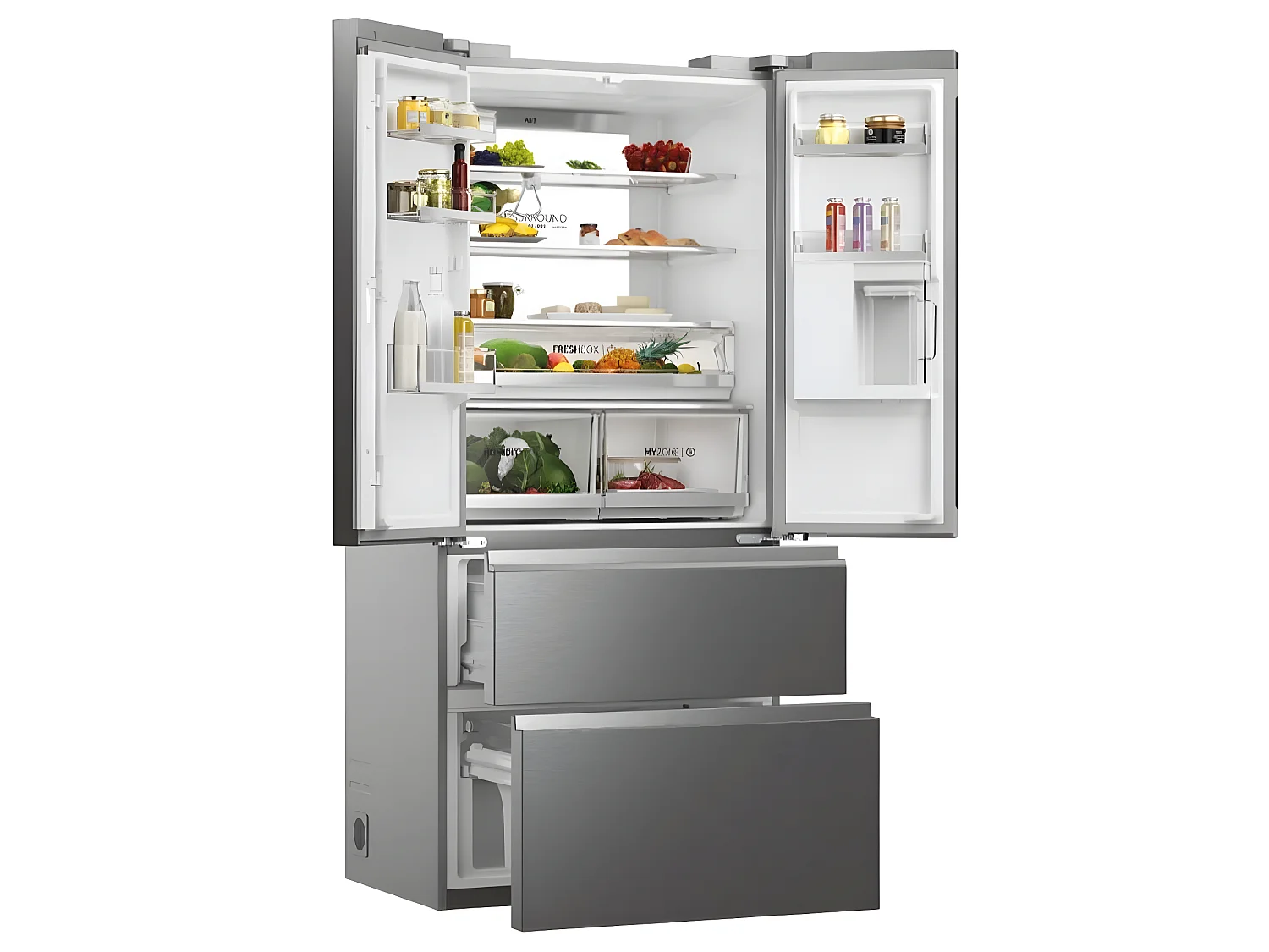 Haier FD 83 Serie 7 HFW7819EWMP Frigorifero Side by Side Libera Installazione 537 L Classe E Platino Acciaio Inossidabile