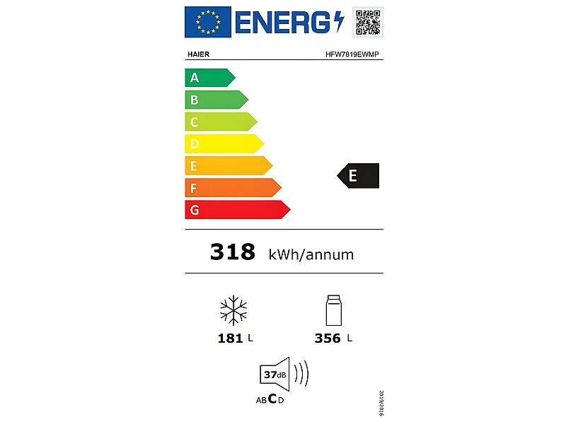 Haier FD 83 Serie 7 HFW7819EWMP Frigorifero Side by Side Libera Installazione 537 L Classe E Platino Acciaio Inossidabile