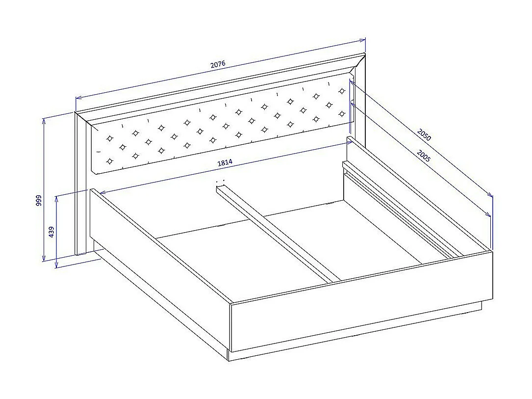 Lit adulte 180x200 collection DOHA. Coloris noir mat et doré