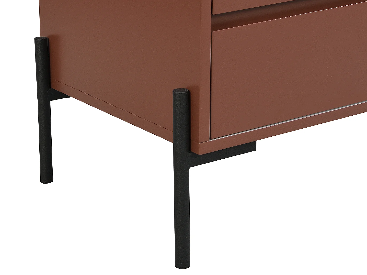 Comodino 2 cassetti MDF e metallo Terracotta e nero - KORASA di PASCAL MORABITO