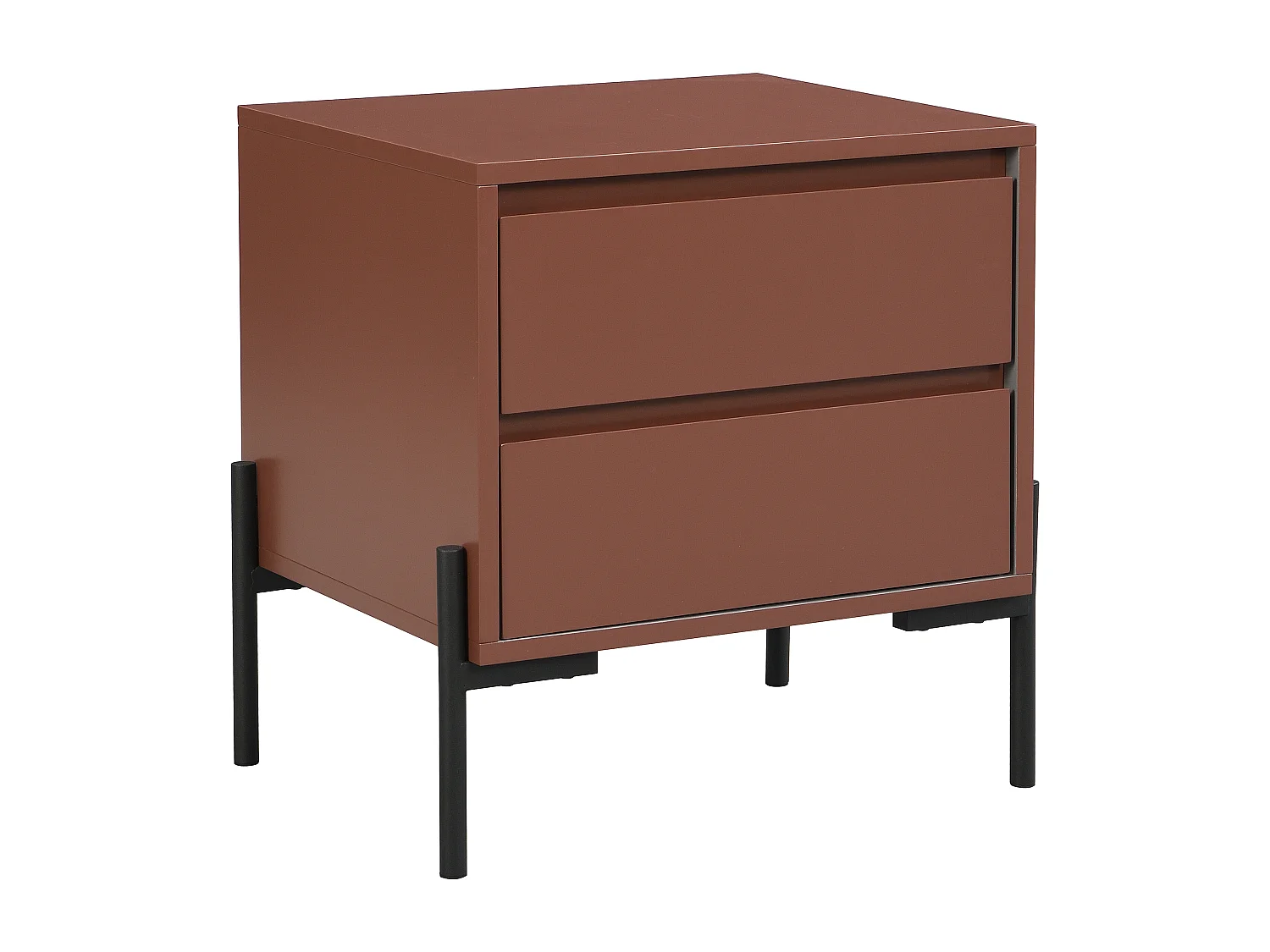 Comodino 2 cassetti MDF e metallo Terracotta e nero - KORASA di PASCAL MORABITO