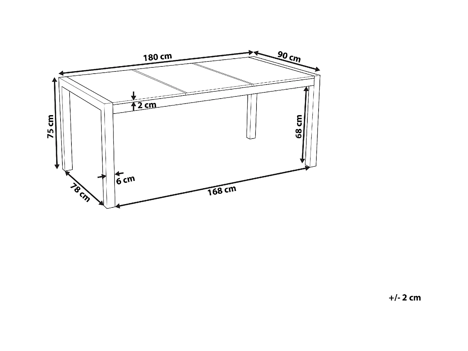 Tuin eettafel COSOLETO 180 cm 90 cm Glas Grijs
