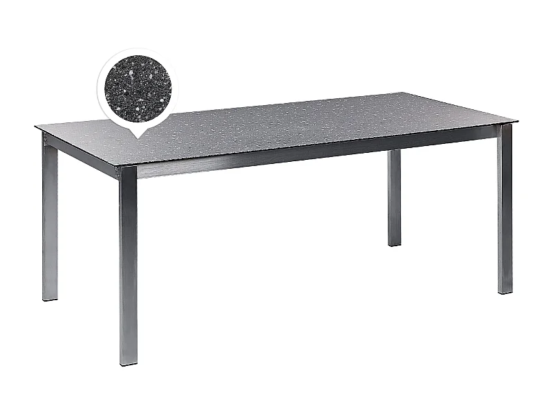 Table de salle à manger de jardin COSOLETO 180 cm 90 cm Verre Noir