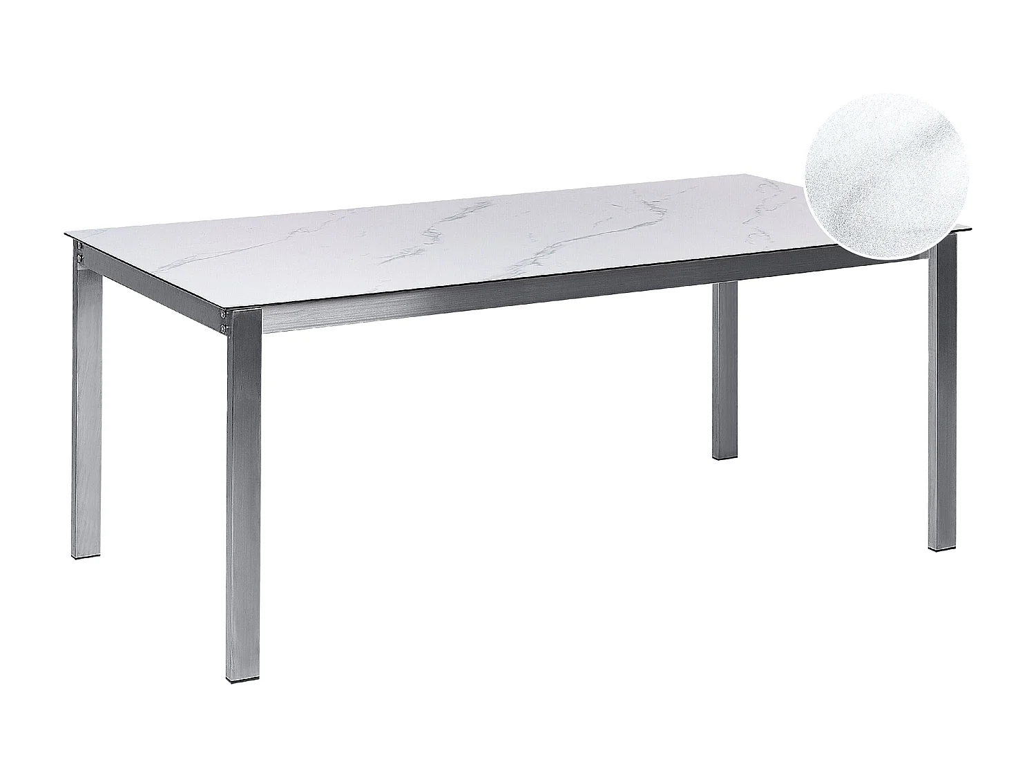 Tuin eettafel COSOLETO 180 cm 90 cm Marmereffect Glas Wit