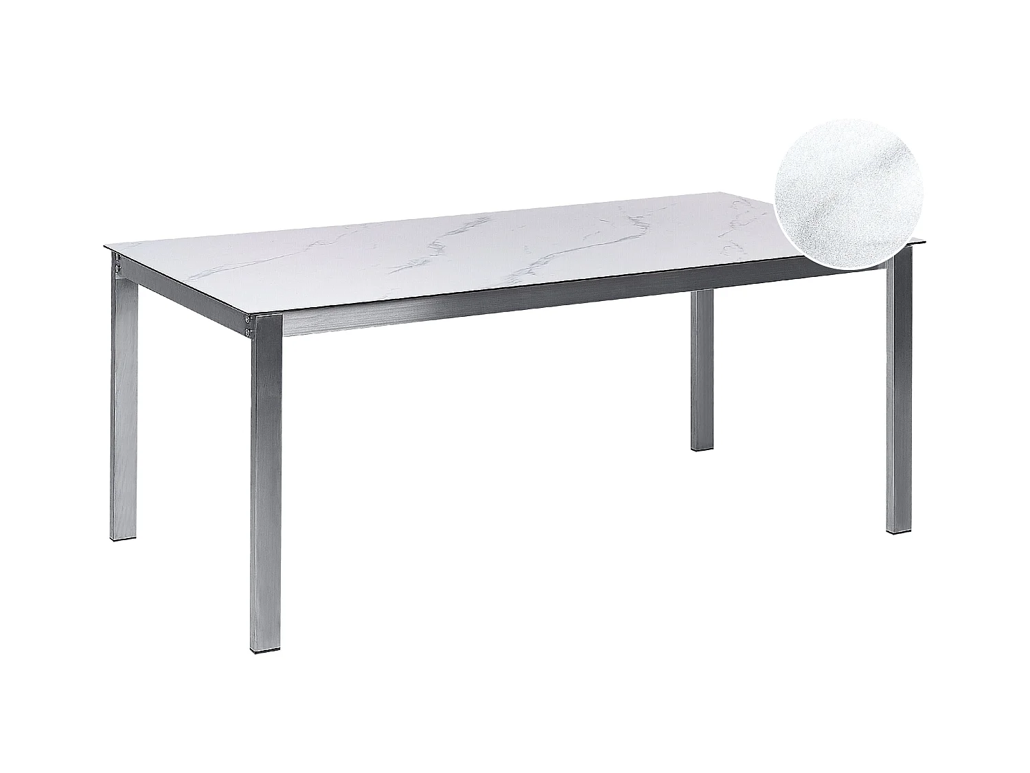 Table de salle à manger de jardin COSOLETO 180 cm 90 cm Effet marbre Verre Blanc