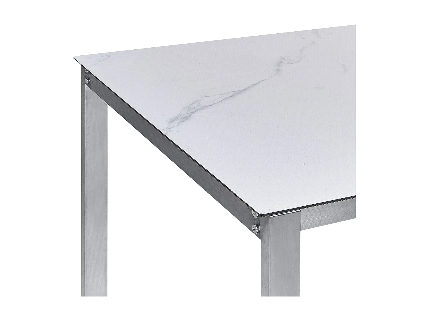 Table de salle à manger de jardin COSOLETO 180 cm 90 cm Effet marbre Verre Blanc