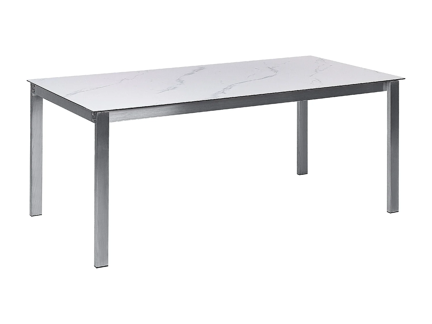 Gartentisch COSOLETO 180 cm 90 cm Marmor Optik Glas Weiss