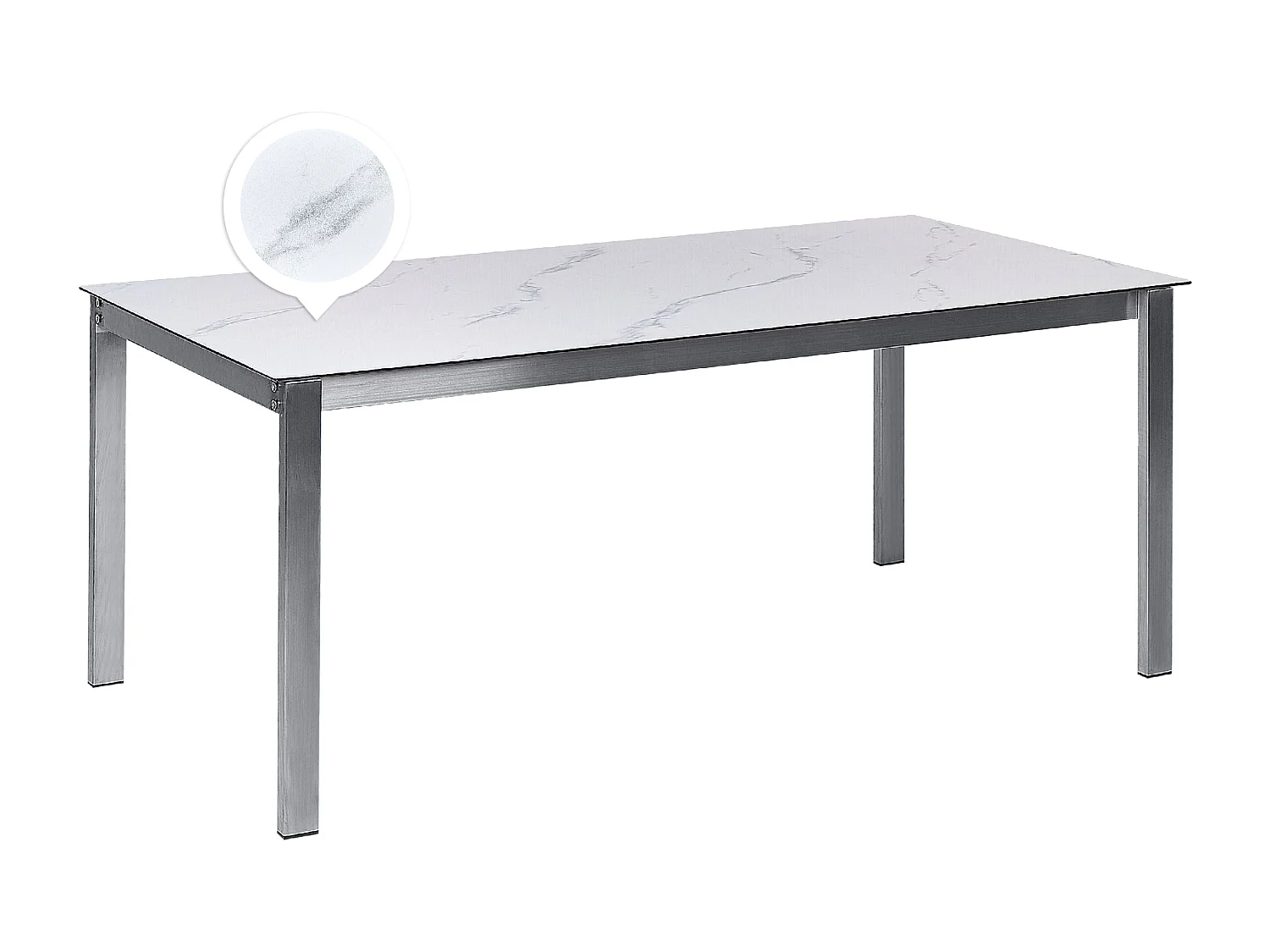 Table de salle à manger de jardin COSOLETO 180 cm 90 cm Effet marbre Verre Blanc