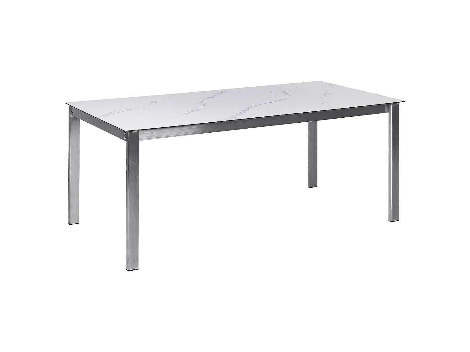 Gartentisch COSOLETO 180 cm 90 cm Marmor Optik Glas Weiss