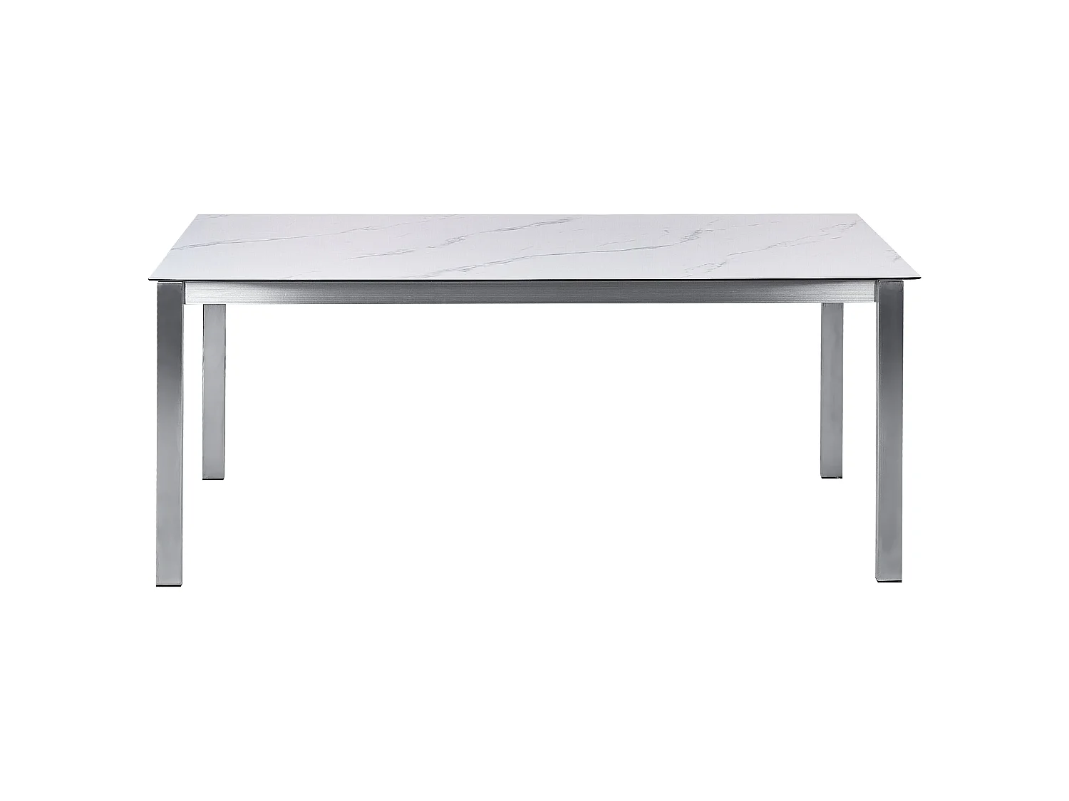 Gartentisch COSOLETO 180 cm 90 cm Marmor Optik Glas Weiss