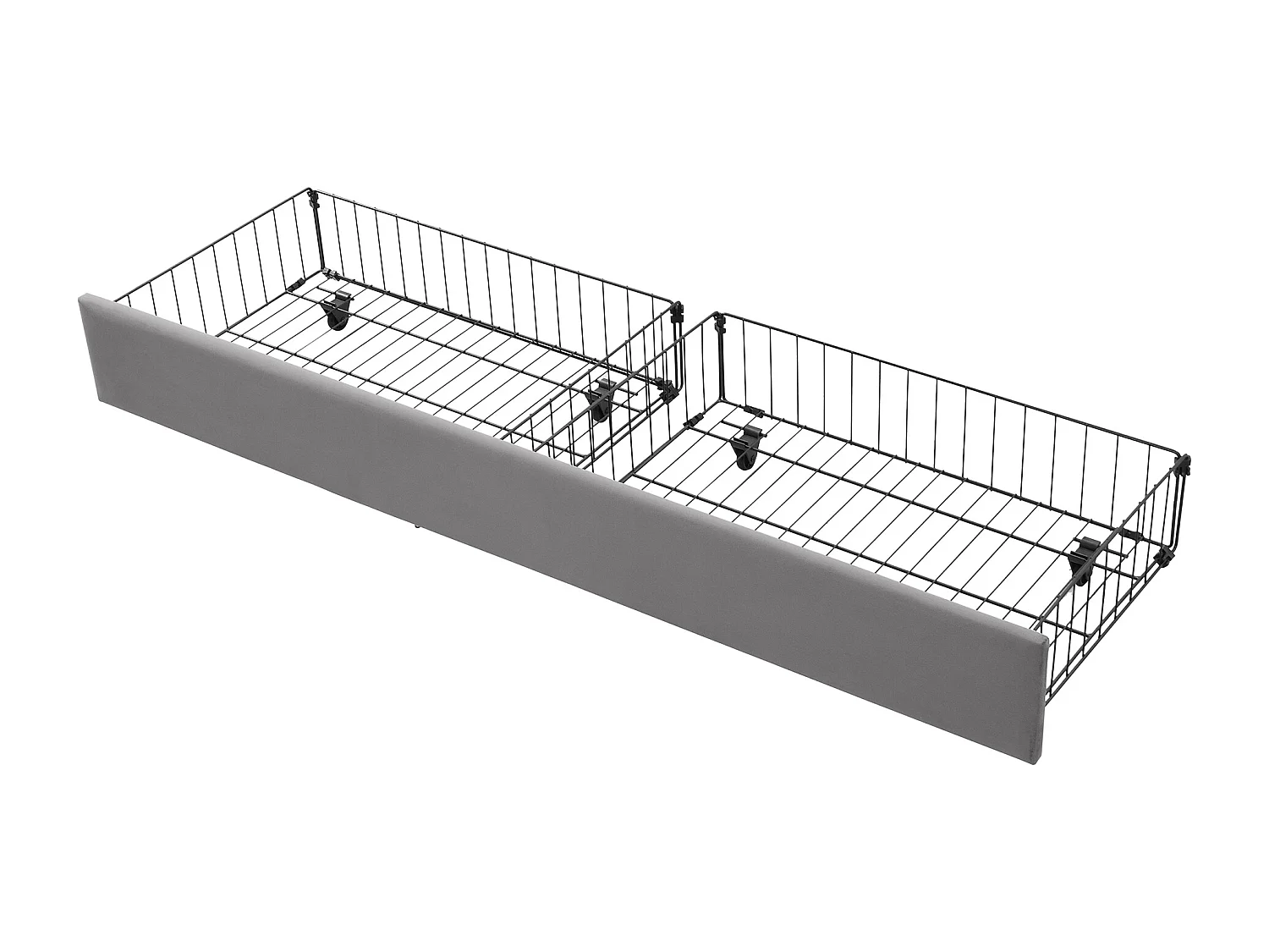 Letto contenitore imbottito 160x200 cm in velluto - con cassetto e rete a doghe - Grigio (senza materasso)