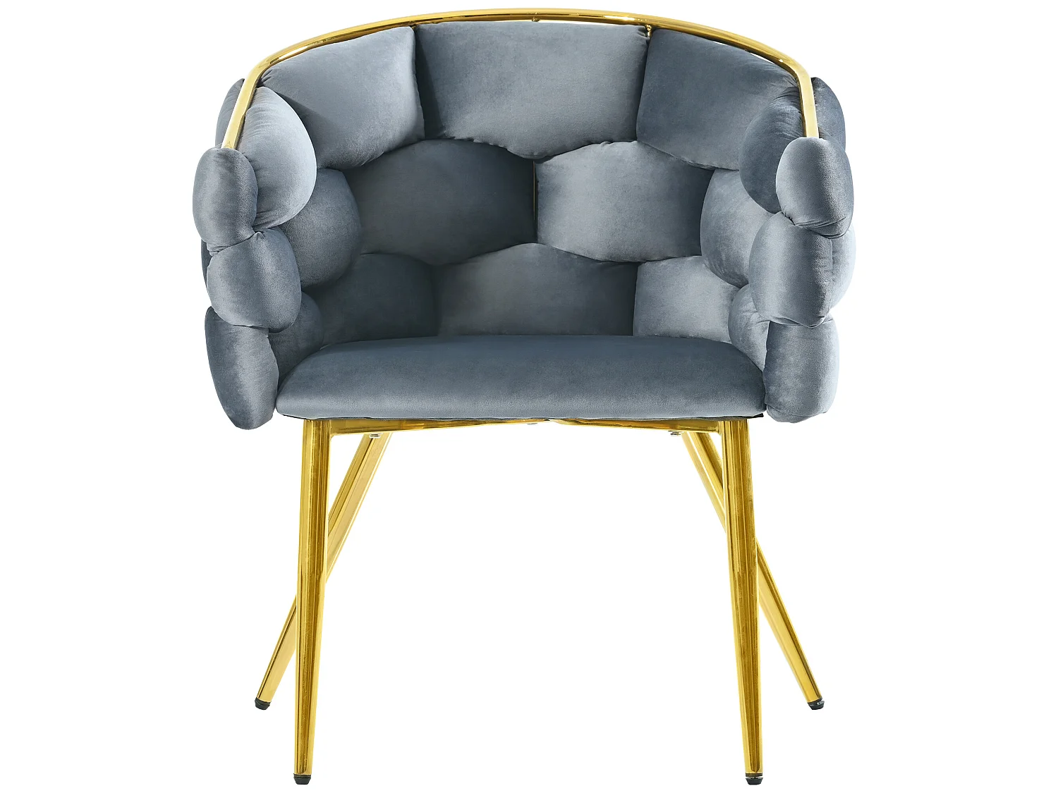 Gondelstoel Vrijetijdsstoel in fluweelstof - gouden metalen poten - Grijs