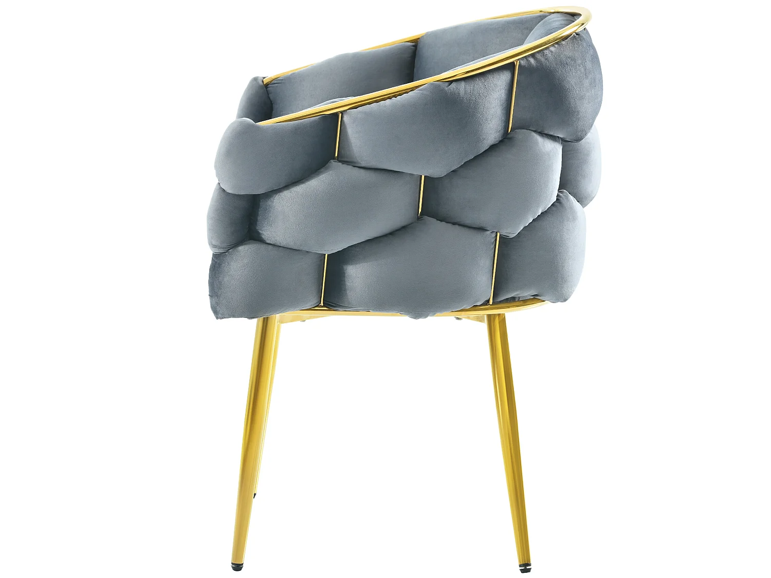 Gondelstoel Vrijetijdsstoel in fluweelstof - gouden metalen poten - Grijs