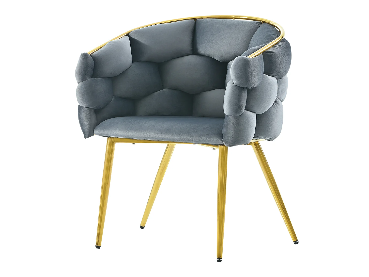 Chaise gondole Chaise de loisirs en tissu velours - pieds en métal doré - Gris