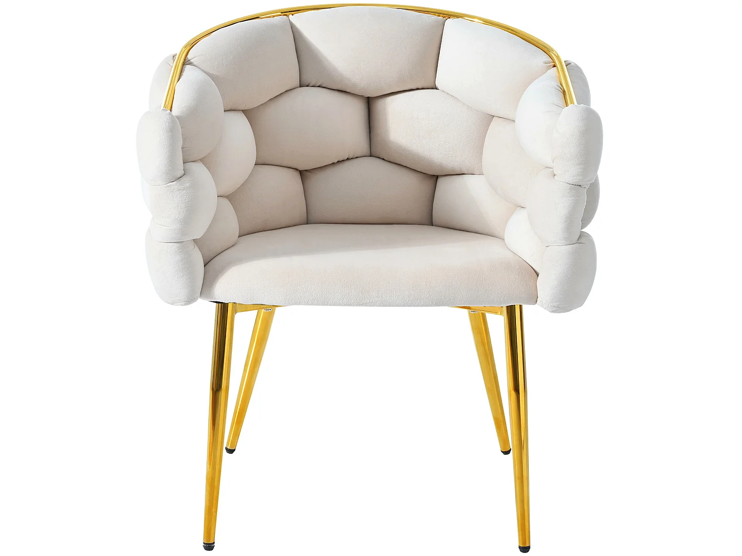 Chaise gondole Chaise de loisirs en tissu velours - pieds en métal doré - Beige