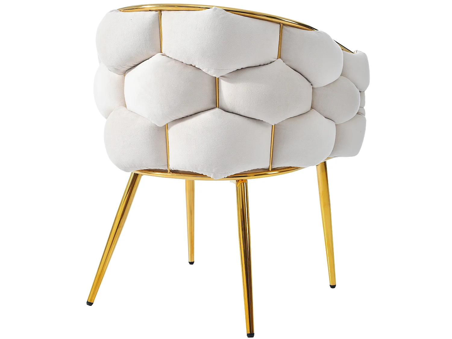 Chaise gondole Chaise de loisirs en tissu velours - pieds en métal doré - Beige