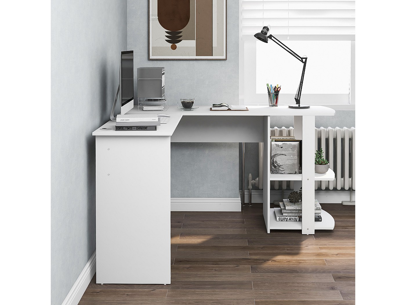 Vicco Hoekbureau Nikita, Wit, 140 x 140 cm