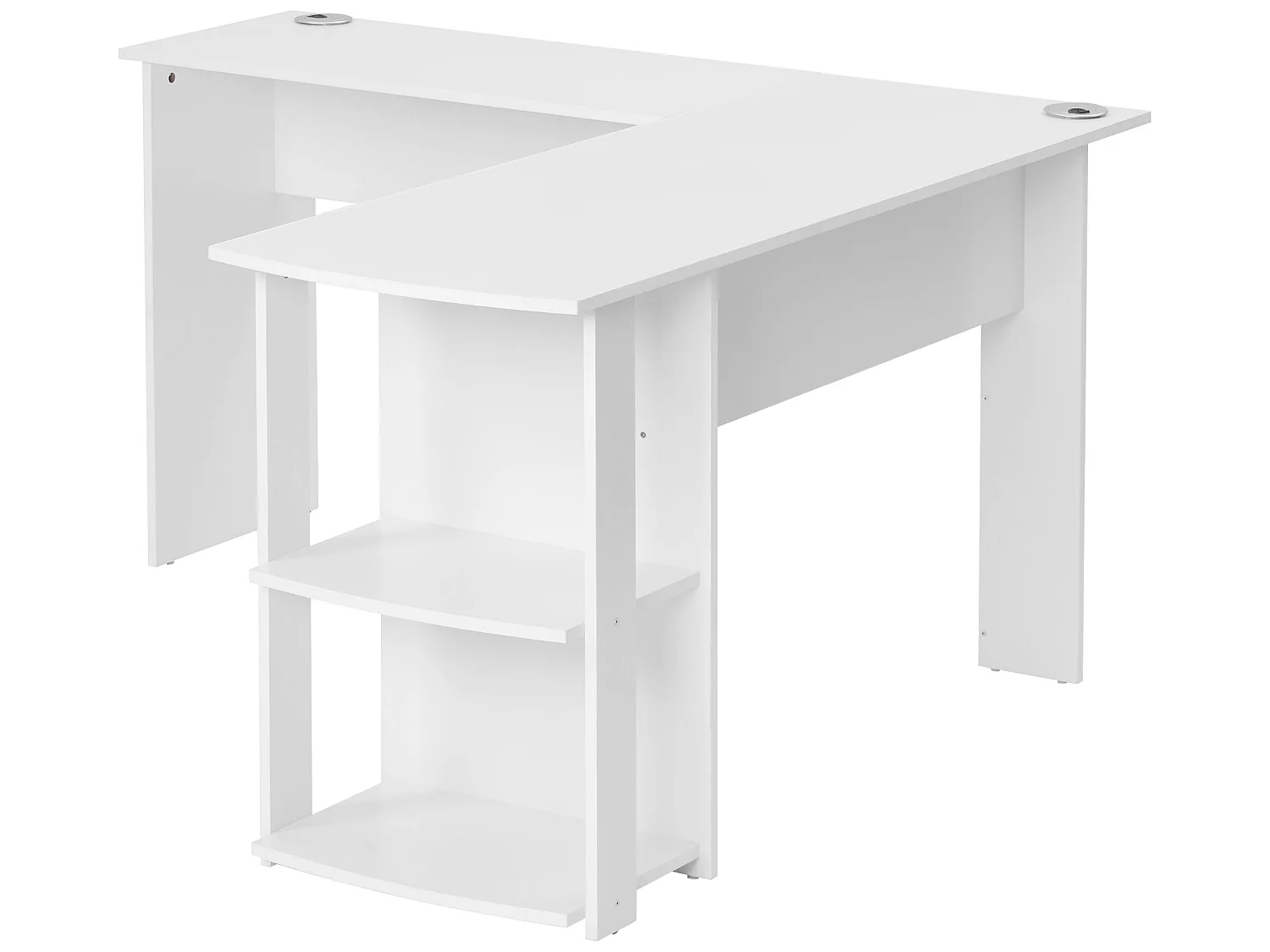 140 cm L-förmiger Eckschreibtisch mit 2 Regalen – Weiß