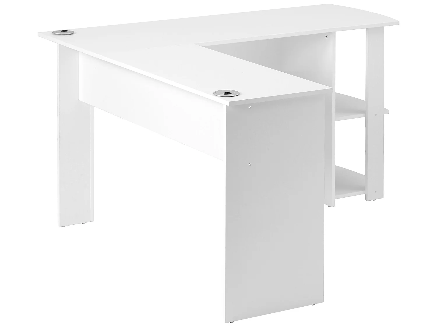 140 cm L-förmiger Eckschreibtisch mit 2 Regalen – Weiß