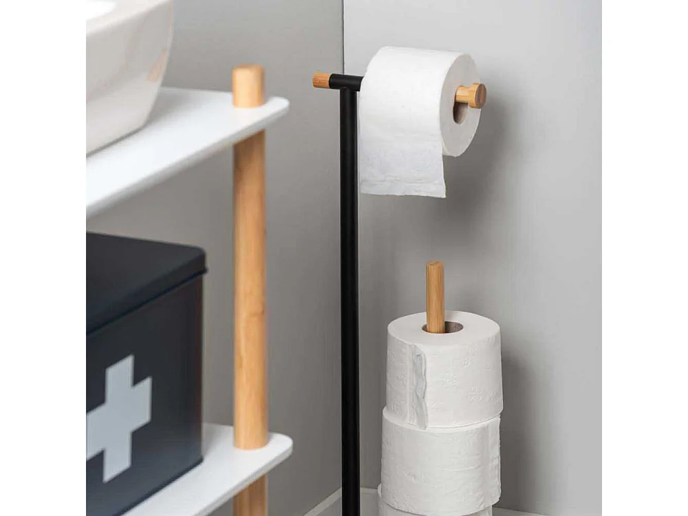 Porte papier-toilette et réserve Accent Deluxe H67cm Noir  Present Time