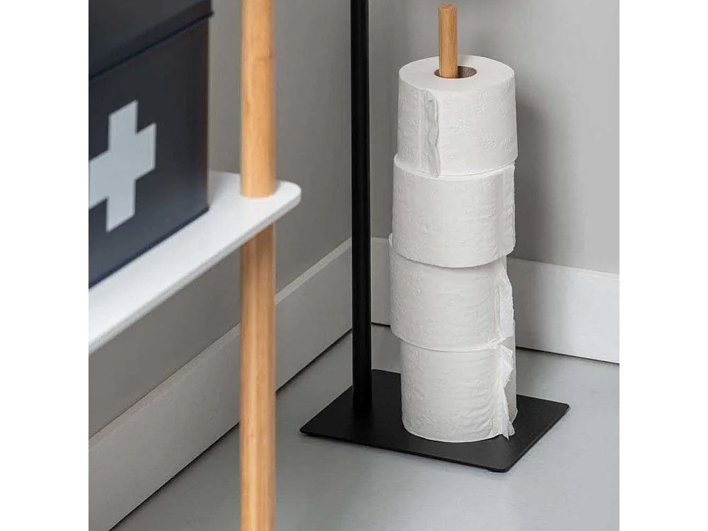 Porte papier-toilette et réserve Accent Deluxe H67cm Noir  Present Time