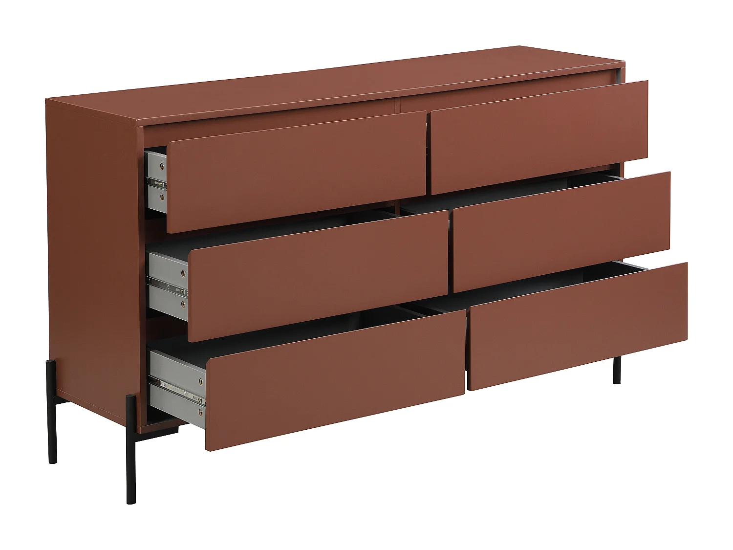 Byrå med 6 lådor - MDF och metall - Terracotta och svart - KORASA av Pascal Morabito