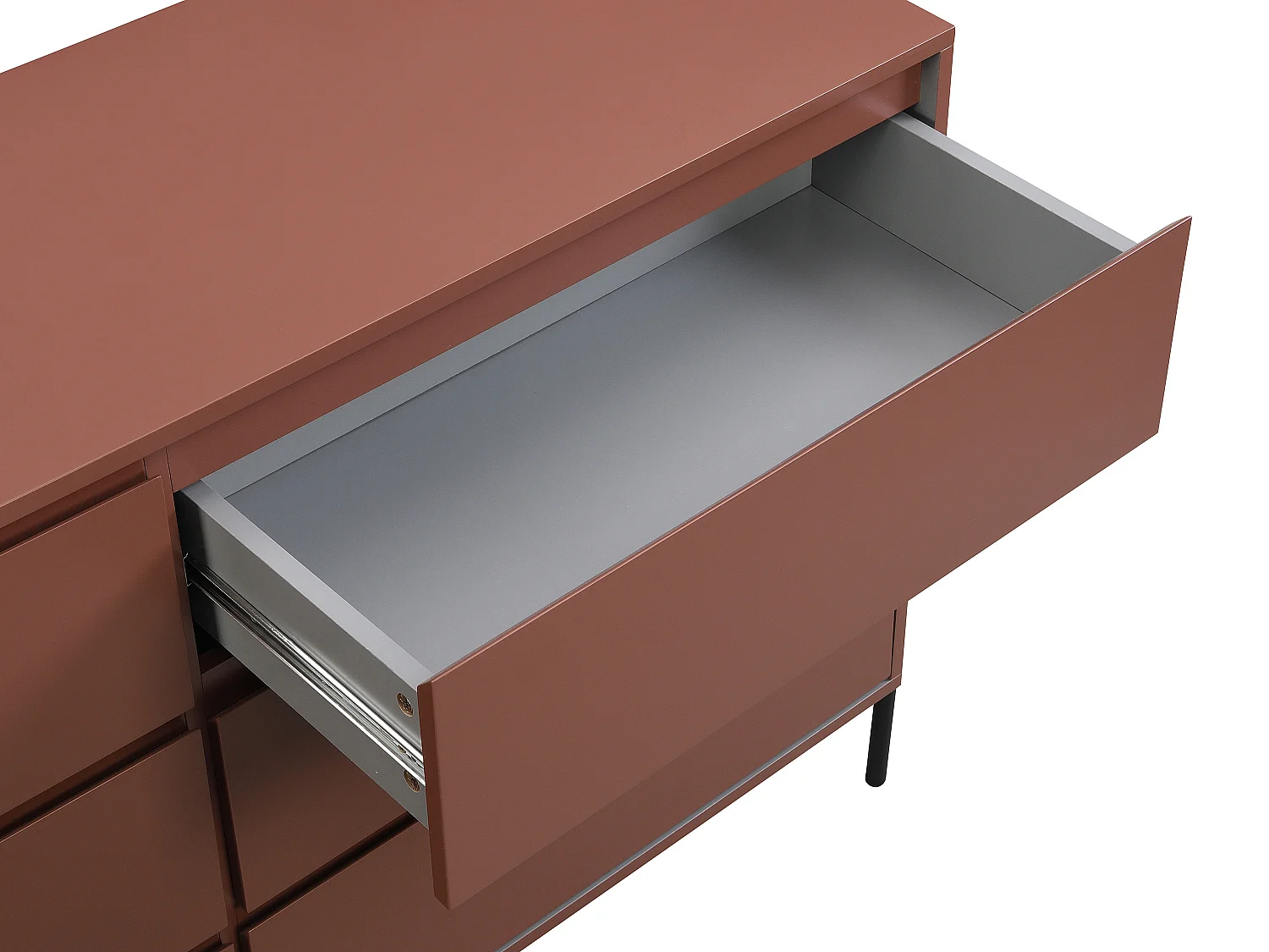 Byrå med 6 lådor - MDF och metall - Terracotta och svart - KORASA av Pascal Morabito