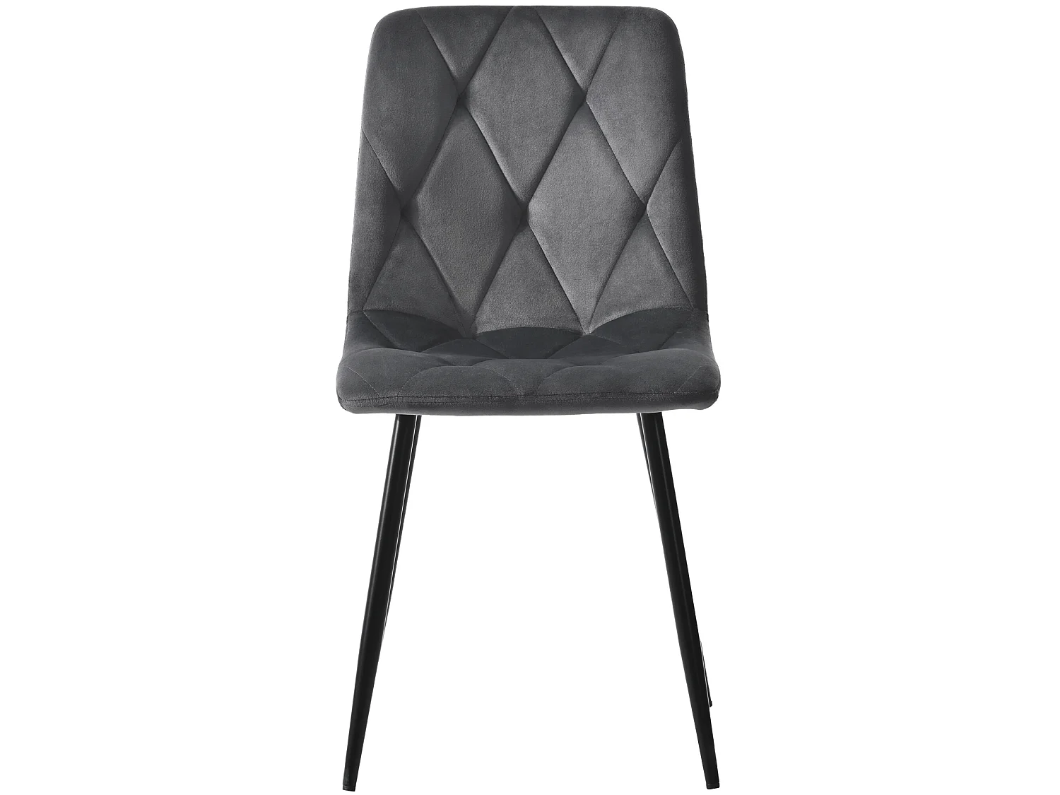 Lot de 4 chaises de salle à manger - chaises de salon avec dossier - assise en velours et pièds en métal - gris