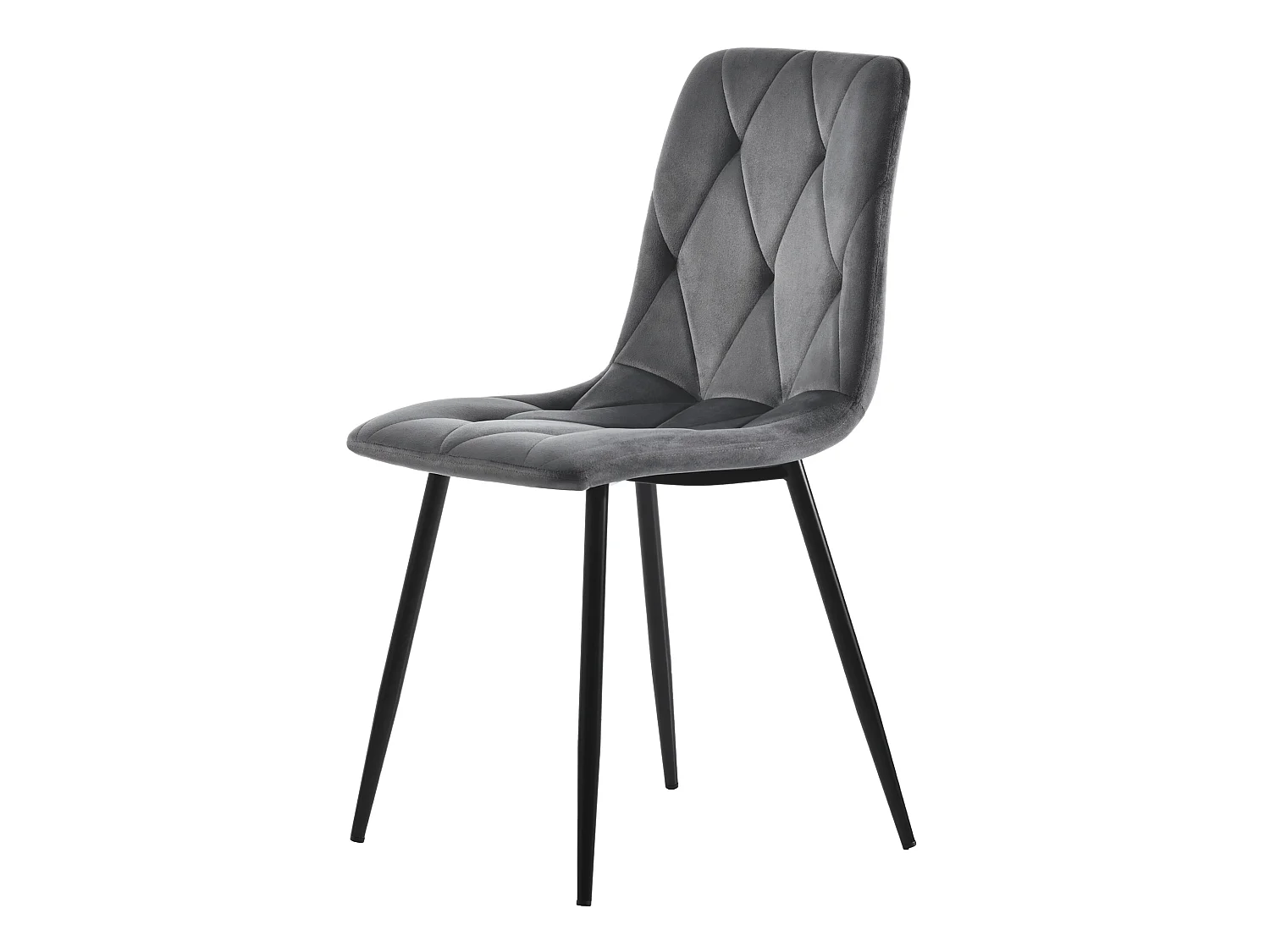 Lot de 4 chaises de salle à manger - chaises de salon avec dossier - assise en velours et pièds en métal - gris