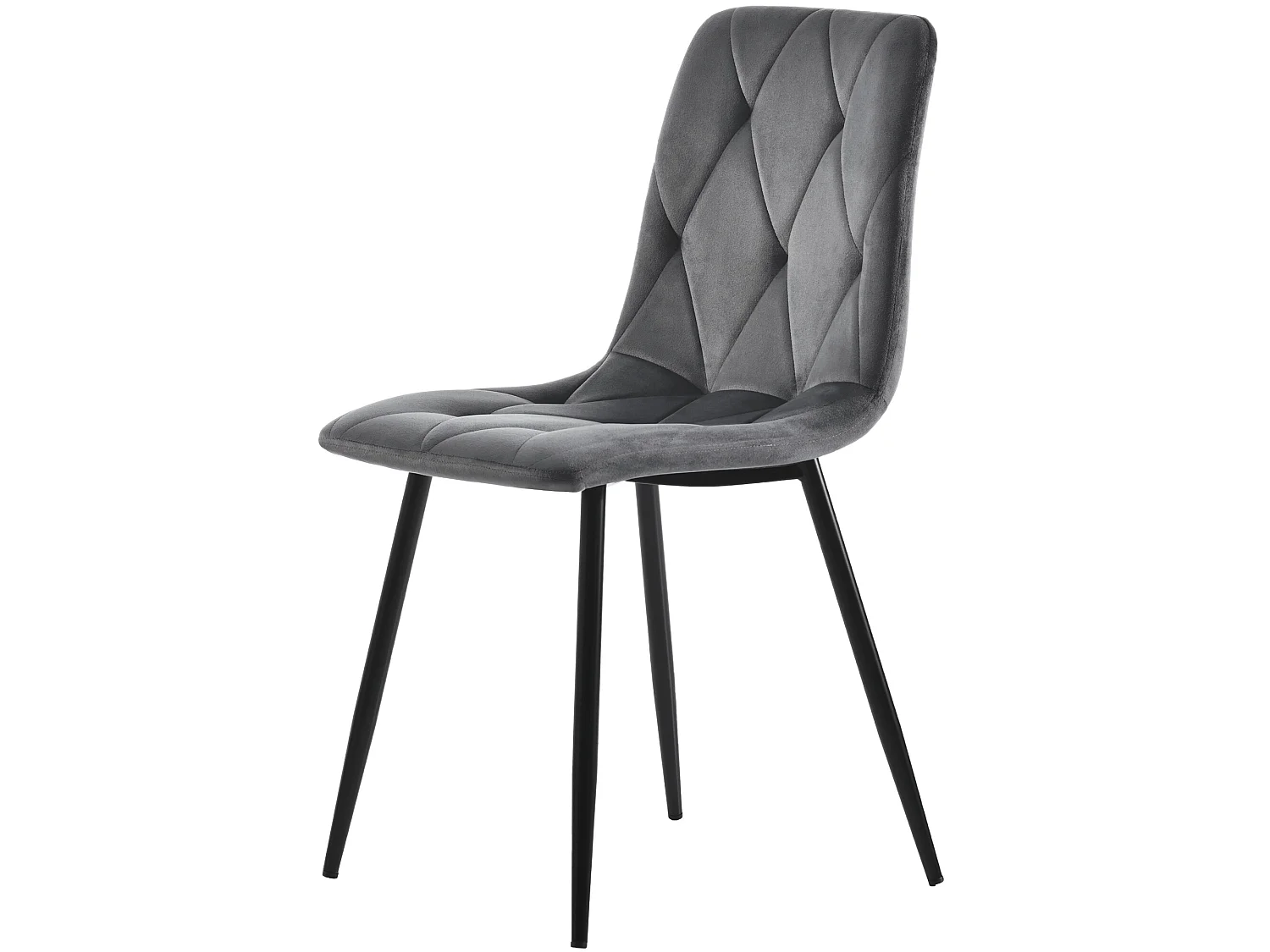 Lot de 4 chaises de salle à manger - chaises de salon avec dossier - assise en velours et pièds en métal - gris