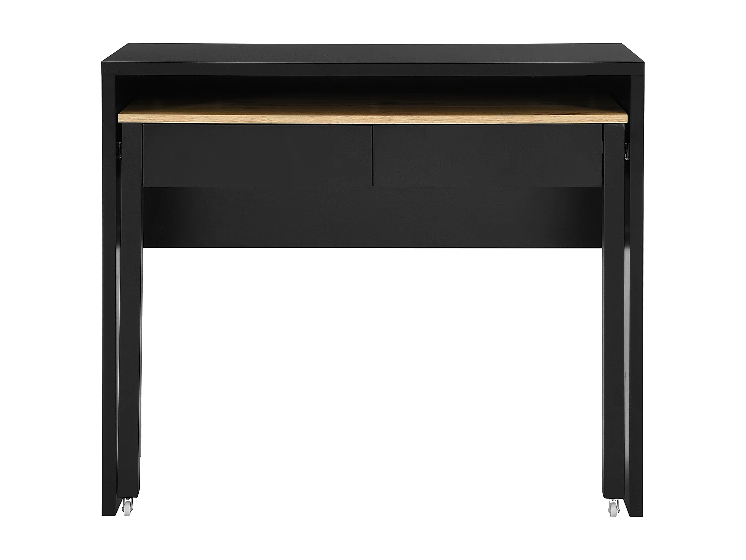 Scrivania consolle allungabile con 2 cassetti Nero e naturale - LOAVIA